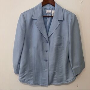 VTG Emma James Women’s Sz. 16 Pastel Blue Blazer Linen Blend Preppy Old Money